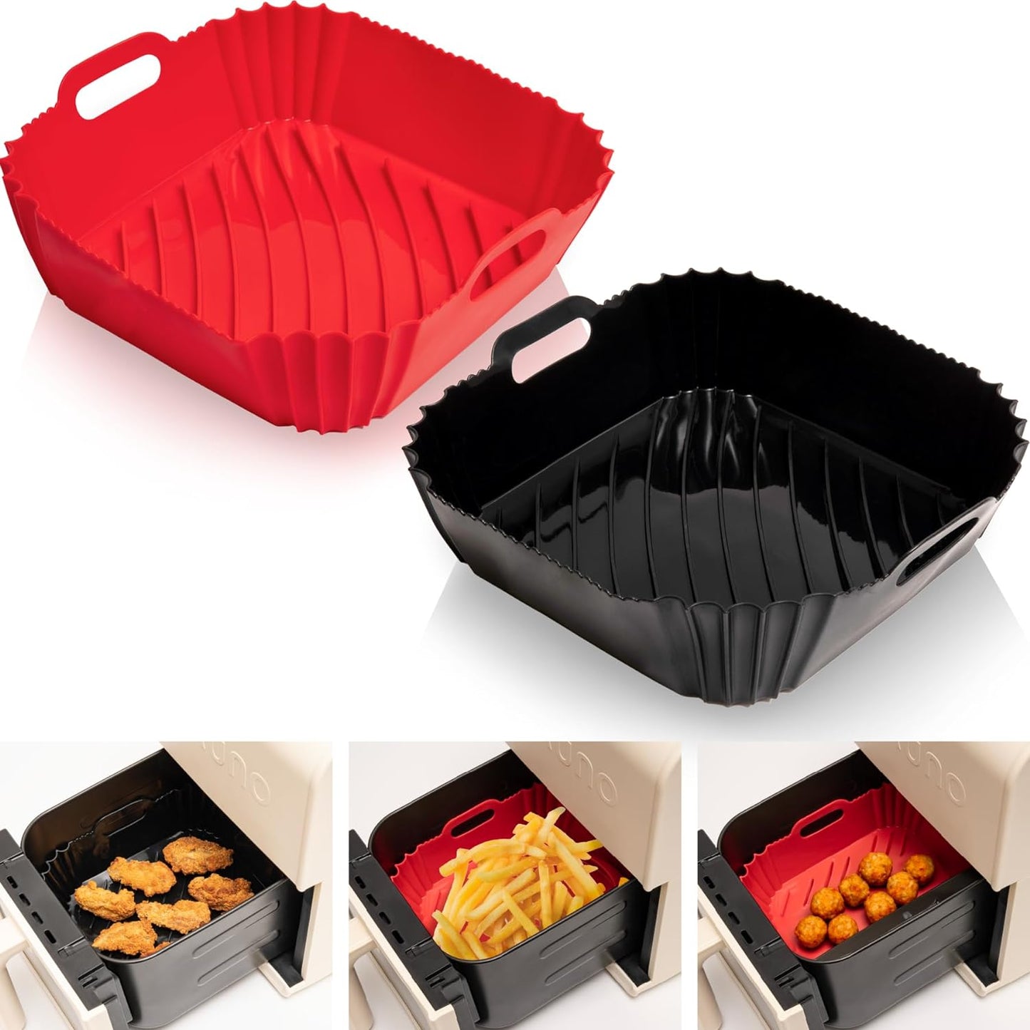 a collage of different types of food in a container