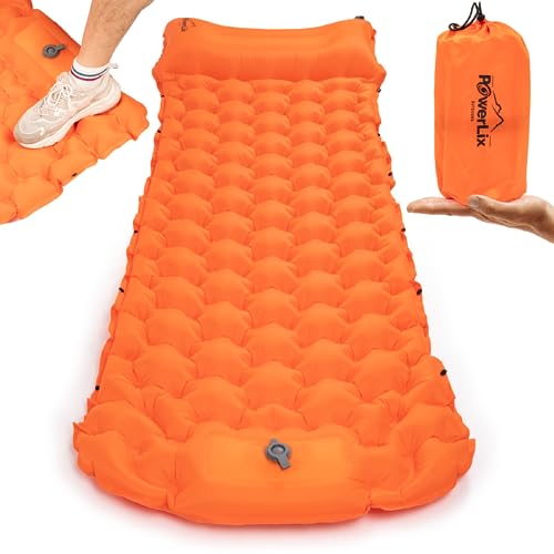 a group of orange inflatable mattresses
