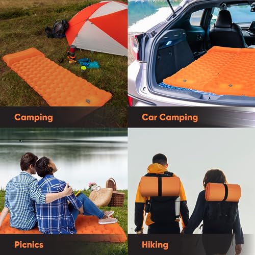 a collage of a couple of people sitting on a mat with text: 'Camping Car Camping Picnics Hiking'