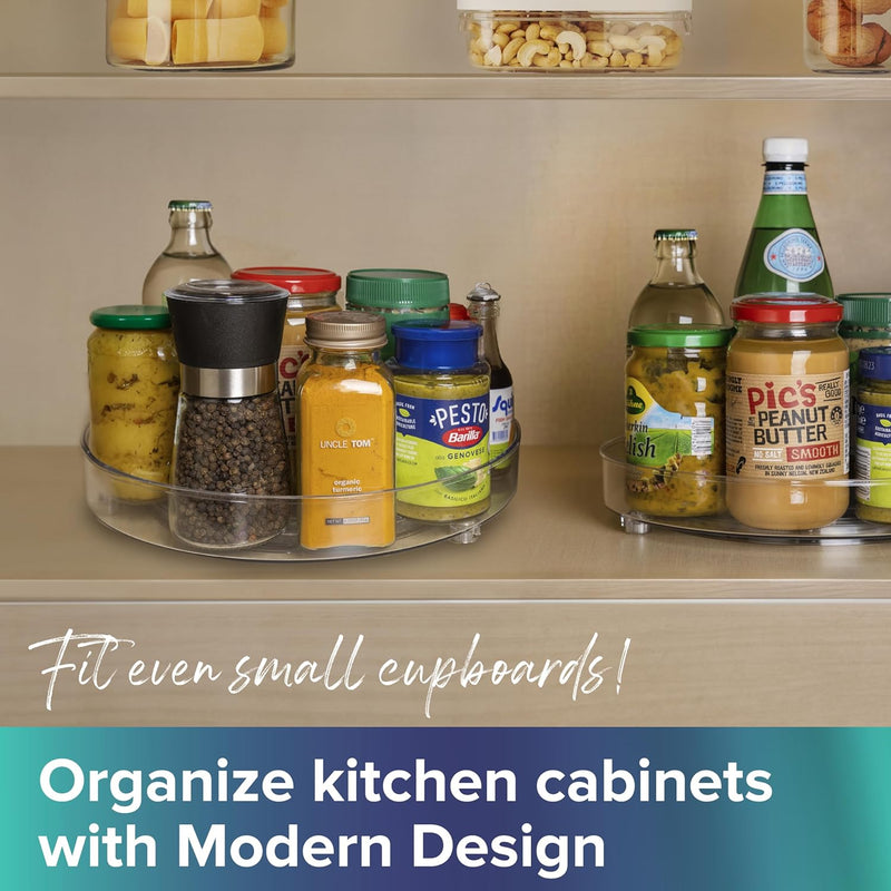 a shelf with food and spices with text: 'PESTO pic's PEANUT UNCLE TOM Barilla erkin BUTTER GENOVESE NO SALT SMOOTH organic turmeric BASILICO NET even small ! Organize kitchen cabinets with Modern Design'