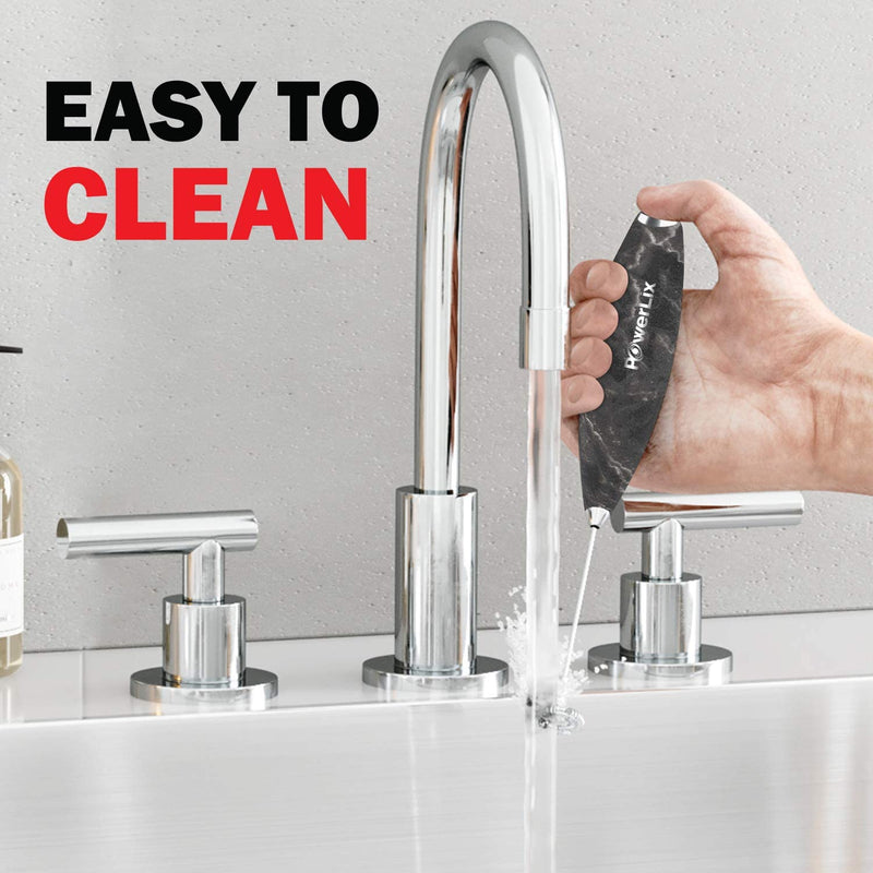 a hand holding a black object with text: 'EASY TO CLEAN PowerLix'