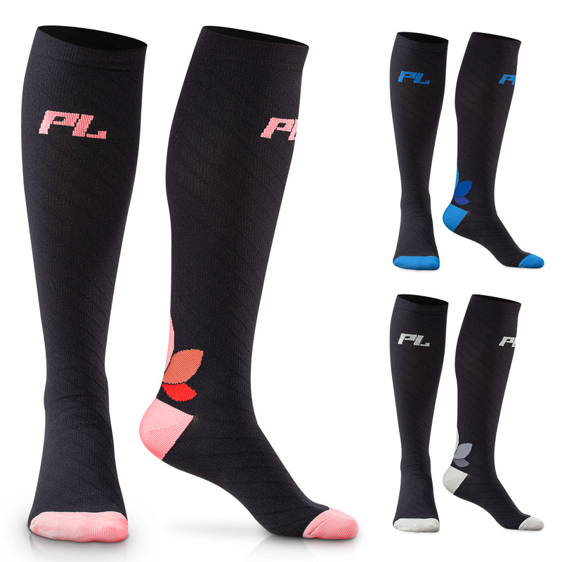 a group of socks with different colors with text: 'PL'